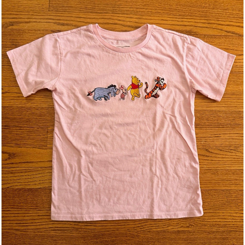 Disney Winnie the Pooh Pink Embroidered T-Shirt Size Youth XL 12/14